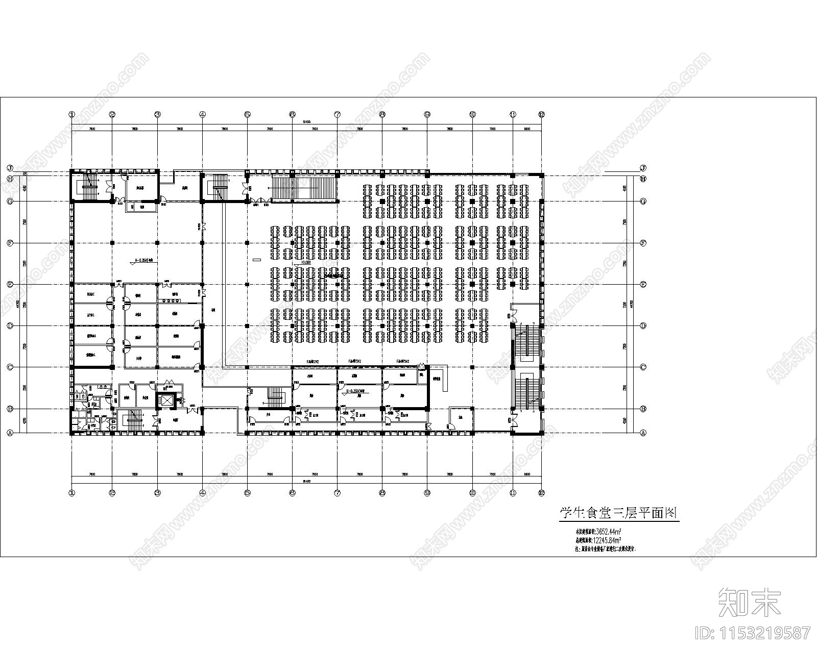 食堂建筑cad施工图下载【ID:1153219587】