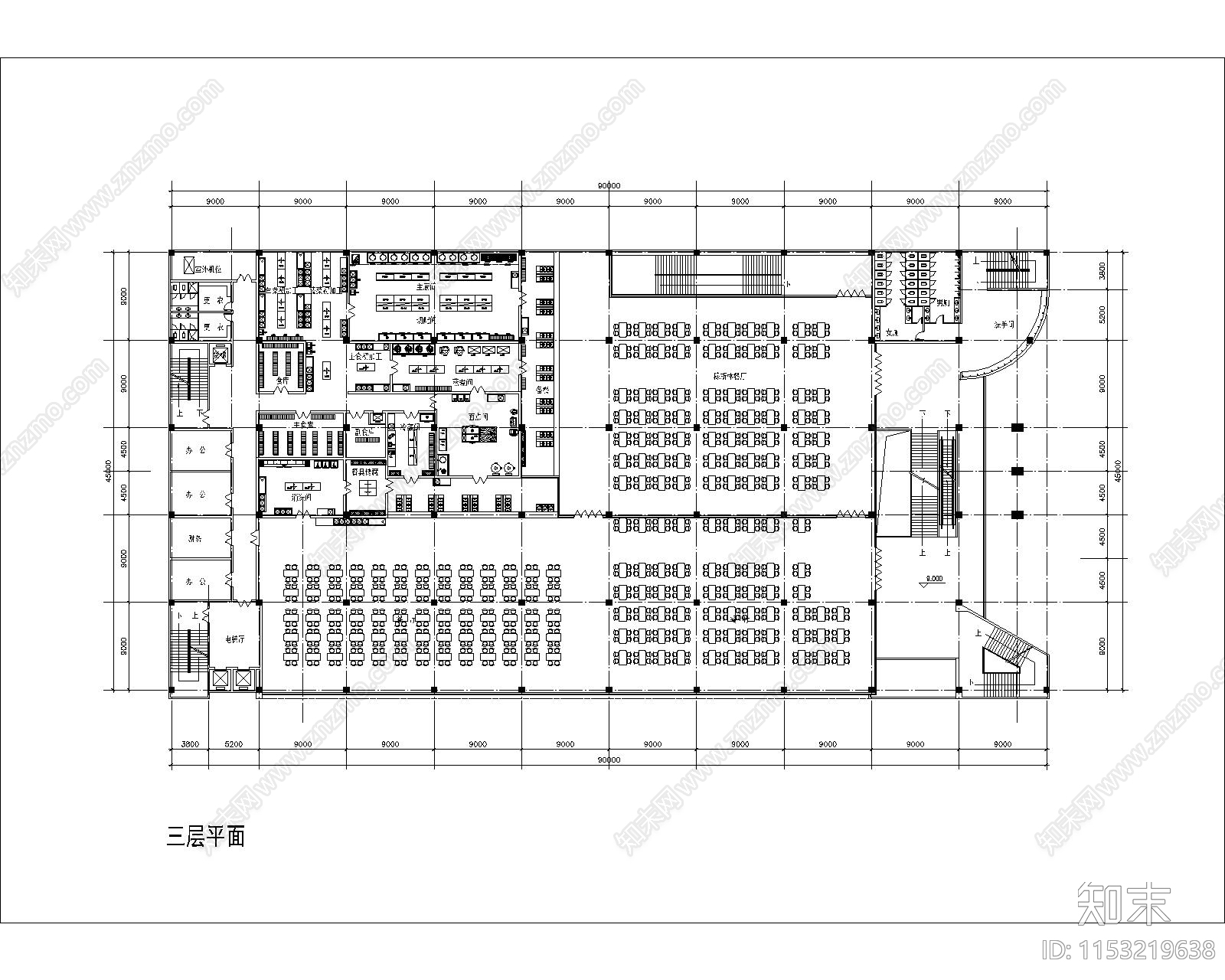 食堂建筑cad施工图下载【ID:1153219638】