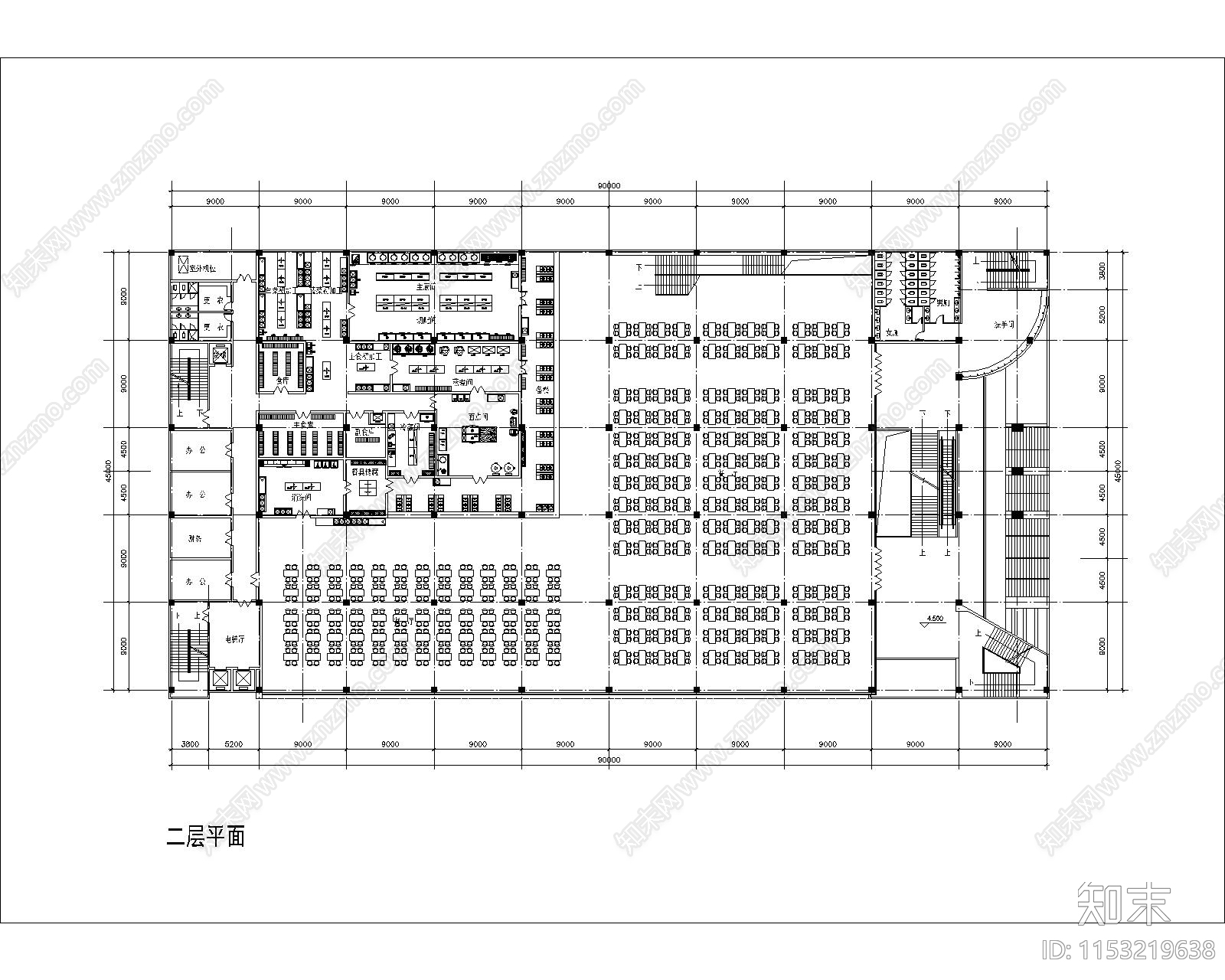 食堂建筑cad施工图下载【ID:1153219638】