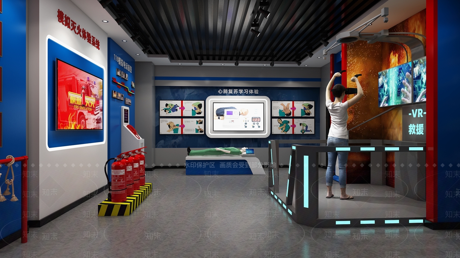 现代消防展厅3D模型下载【ID:1153220067】