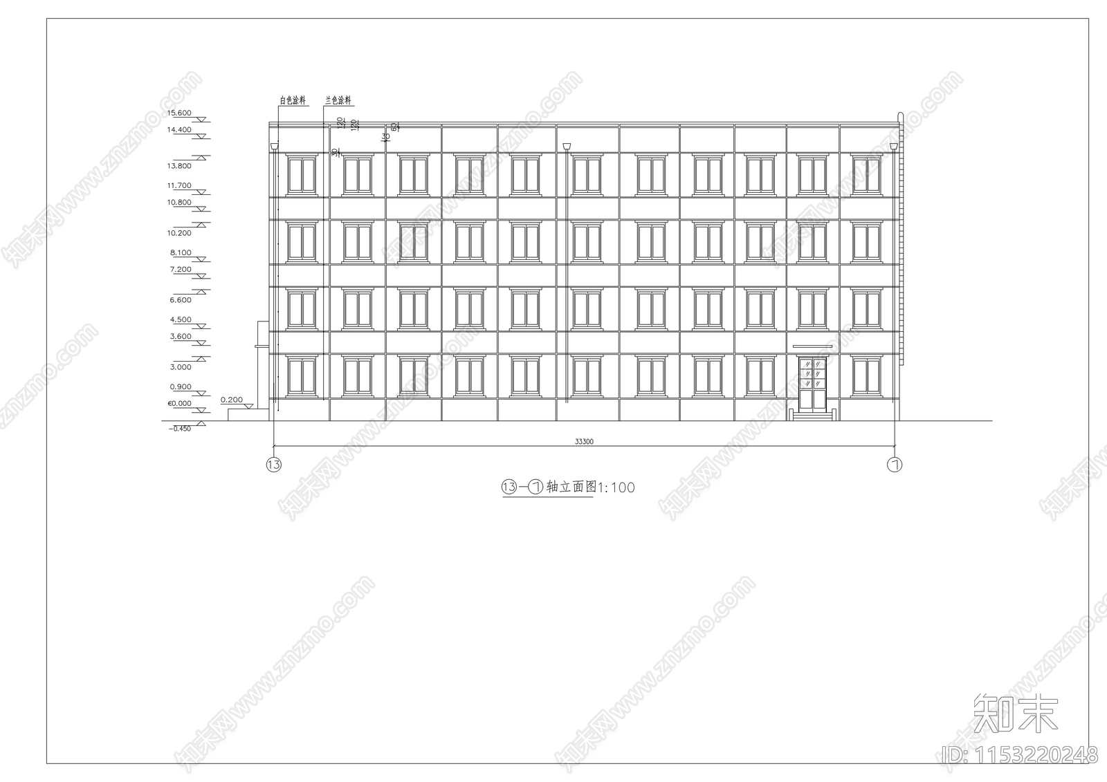 监狱综合办公楼框架结构建筑cad施工图下载【ID:1153220248】