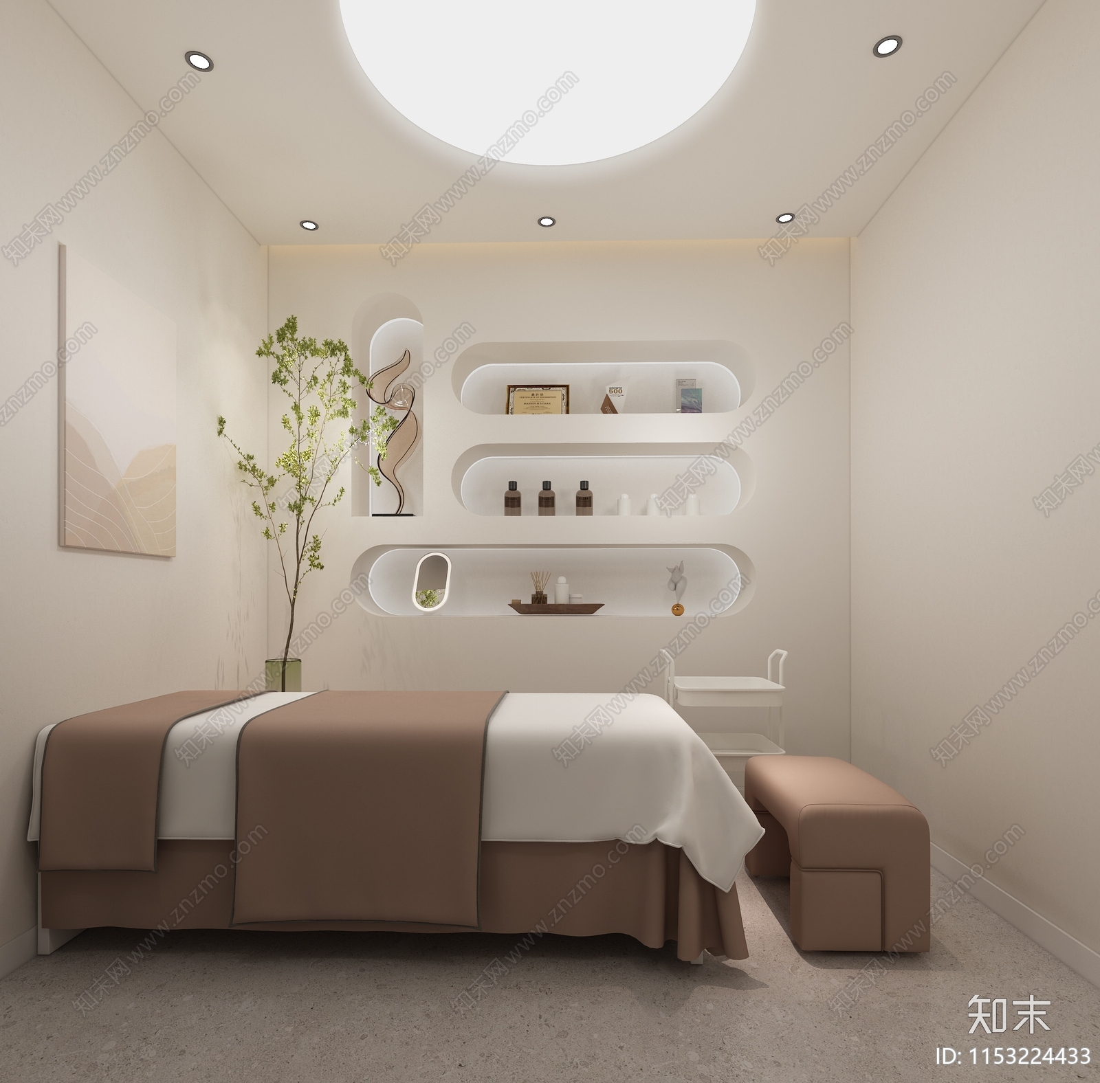 现代奶油风美容SPA店3D模型下载【ID:1153224433】