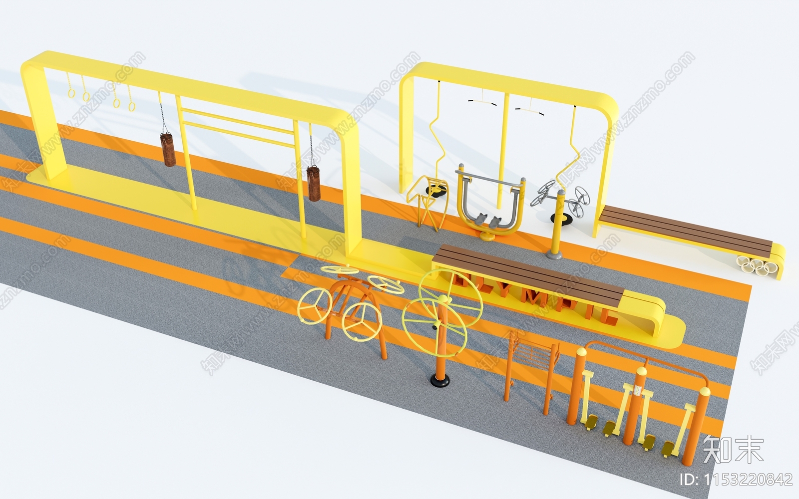 户外健身器材3D模型下载【ID:1153220842】