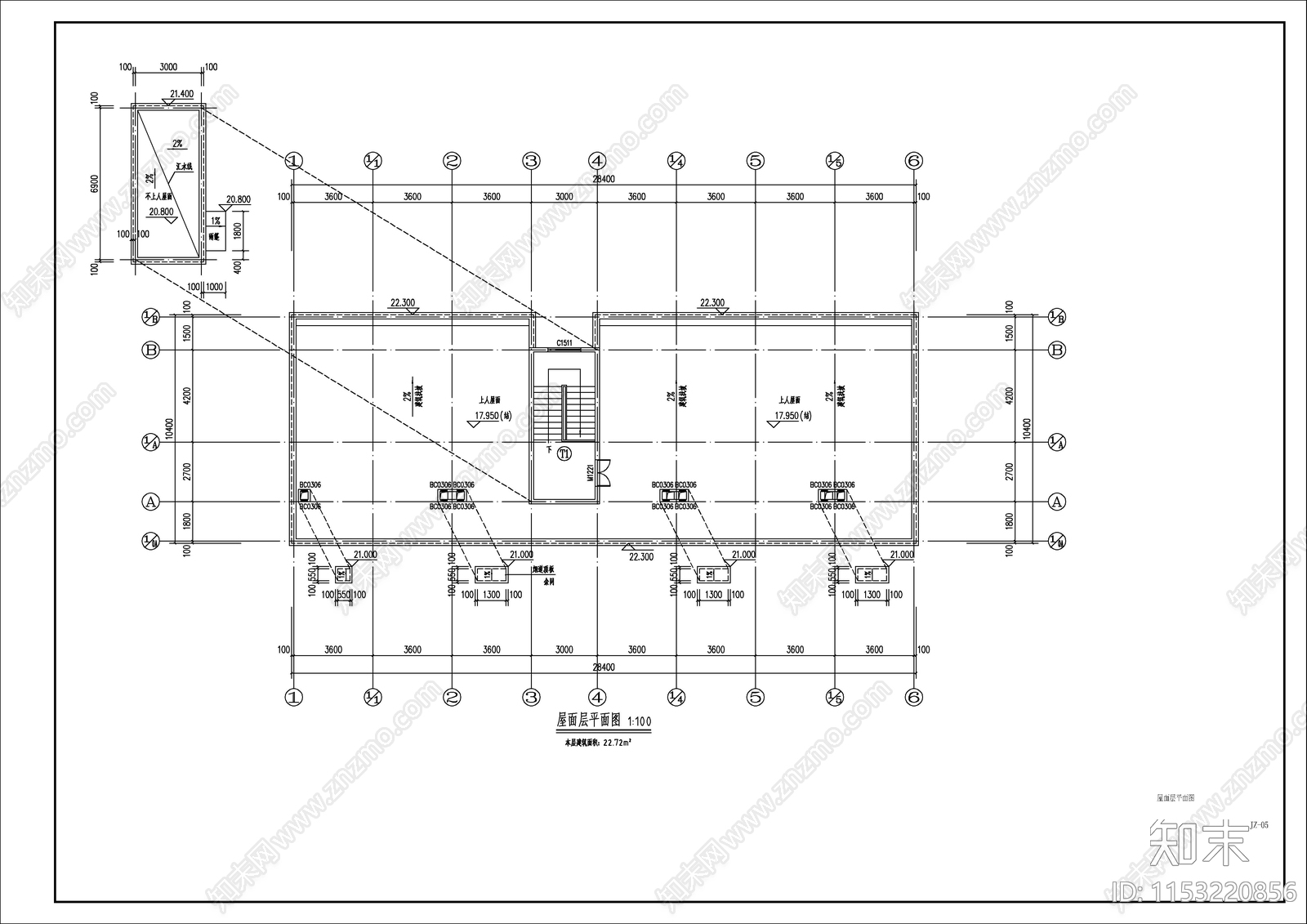 公寓宿舍建筑cad施工图下载【ID:1153220856】