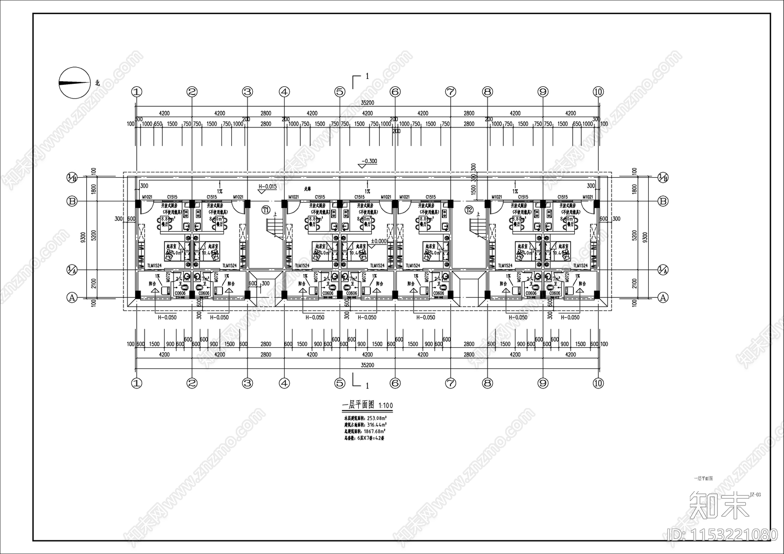 职工宿舍楼建筑cad施工图下载【ID:1153221080】