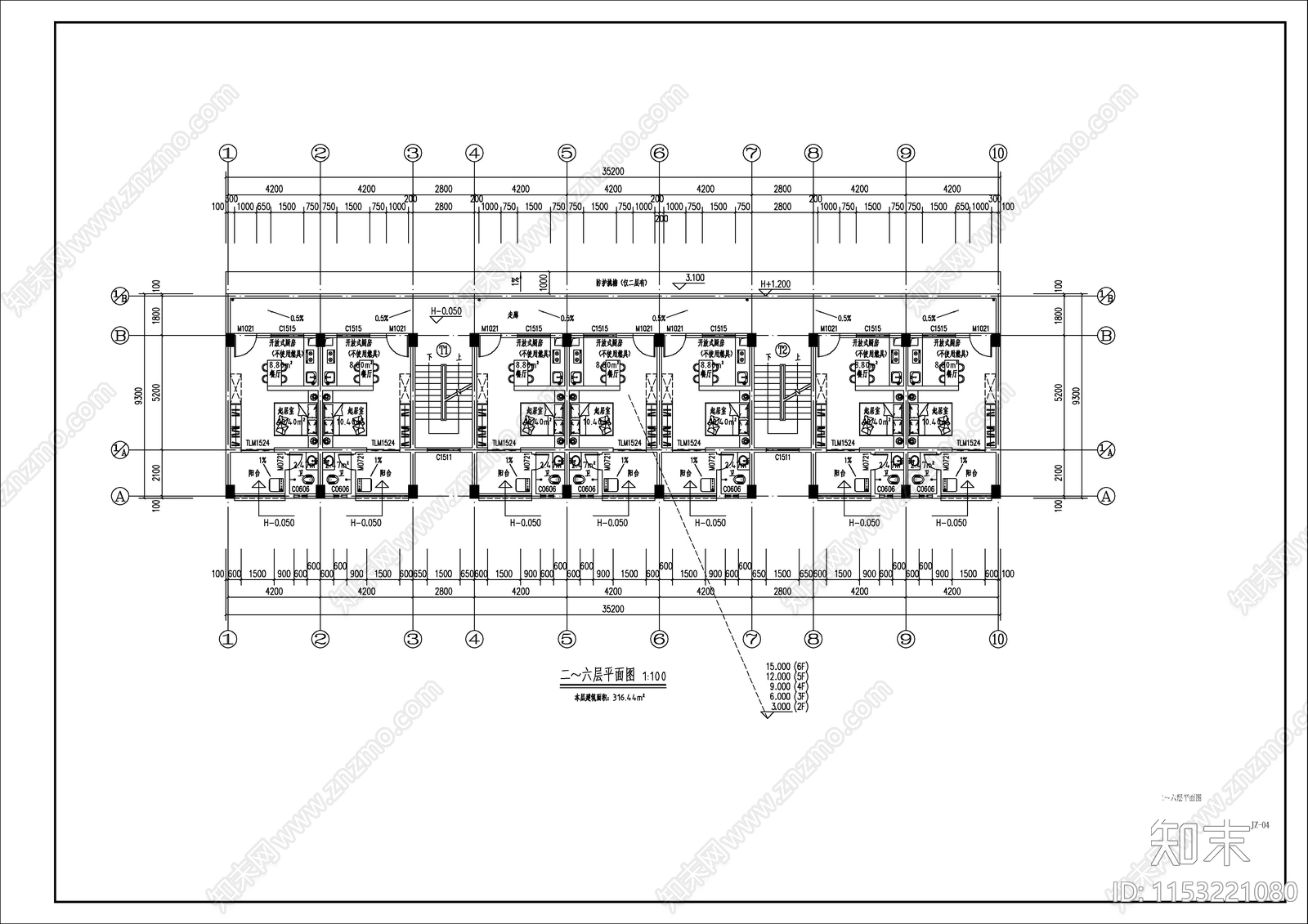 职工宿舍楼建筑cad施工图下载【ID:1153221080】