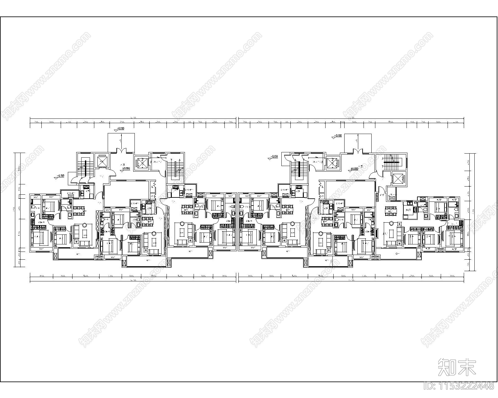 一类高层首层入户建筑平面图施工图下载【ID:1153222448】