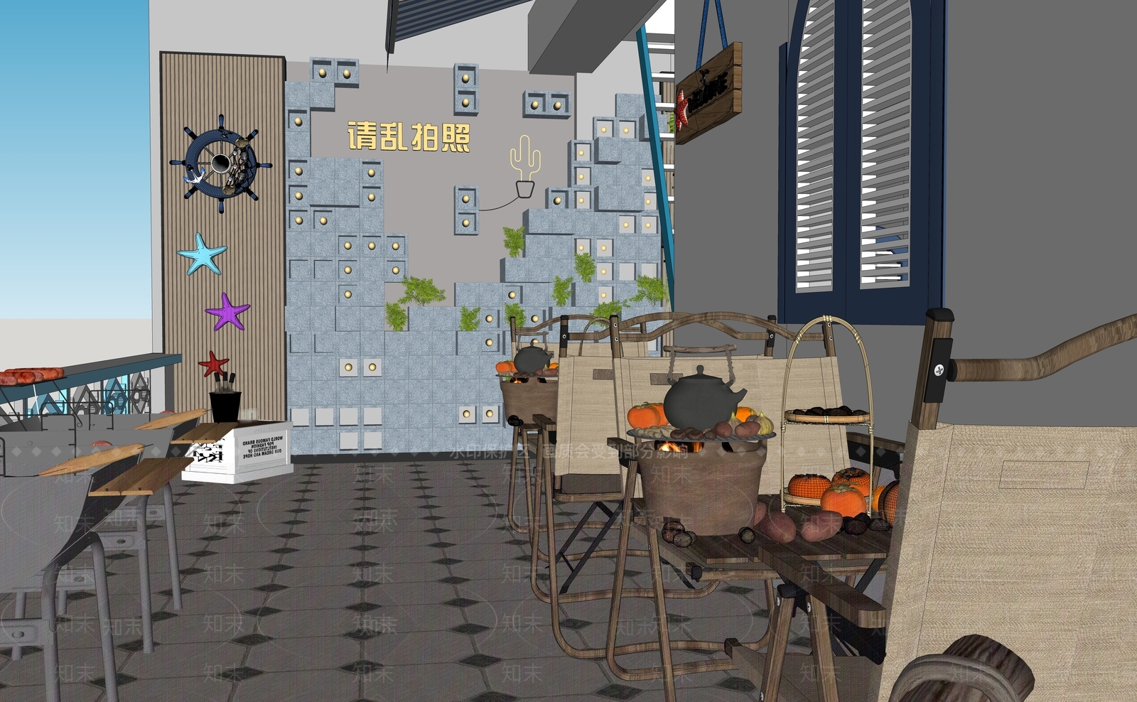 现代奶茶店SU模型下载【ID:1153223883】