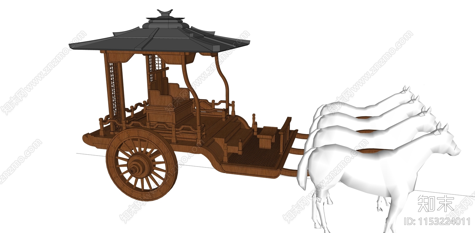 古代马车SU模型下载【ID:1153224011】