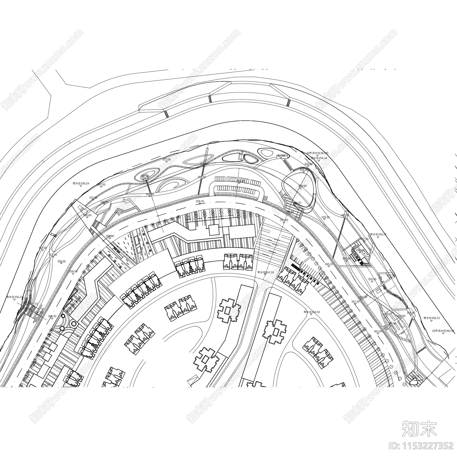大足龙水河道整治滨水公园景观平面图cad施工图下载【ID:1153227352】