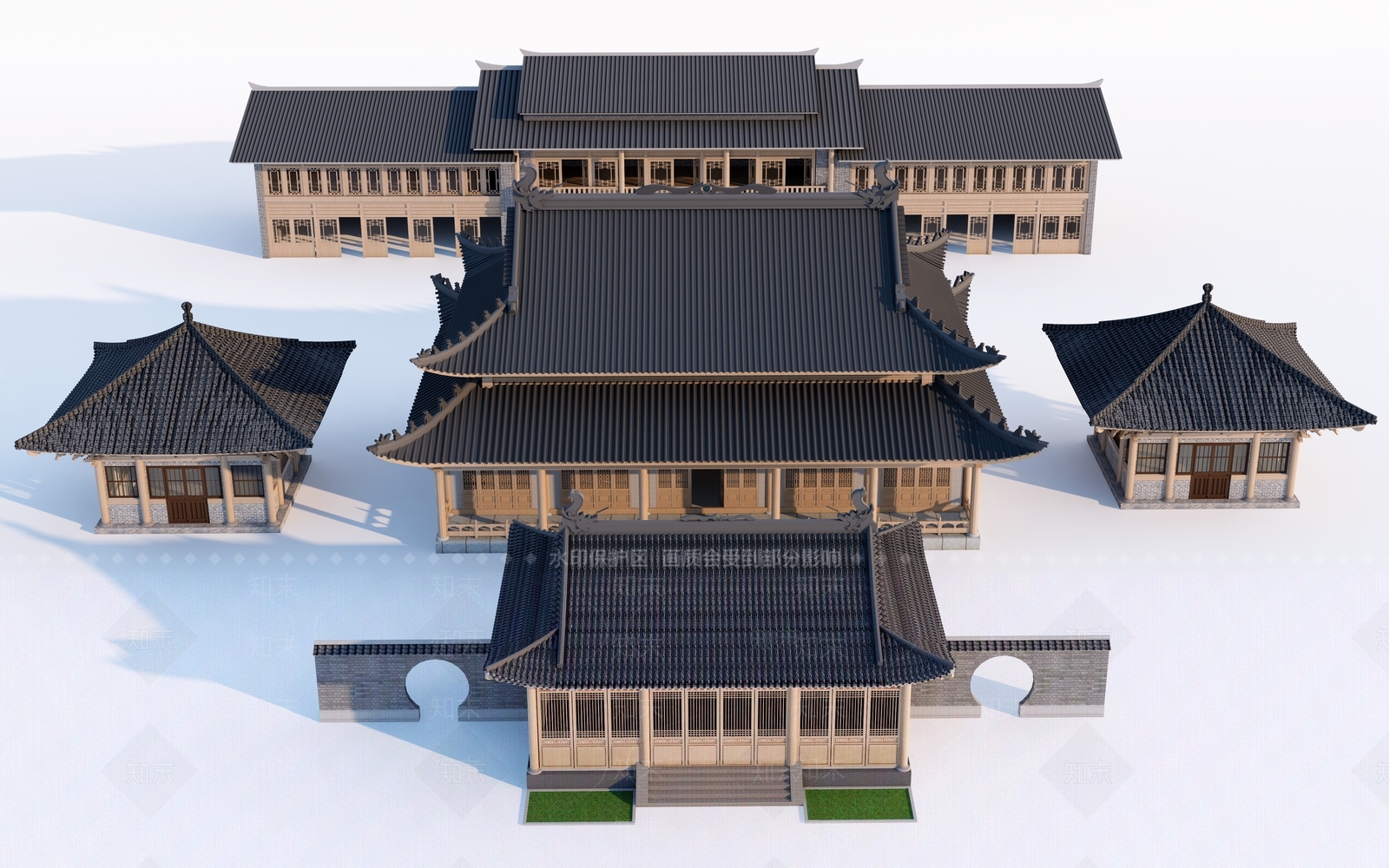 中式古建筑3D模型下载【ID:1153229653】