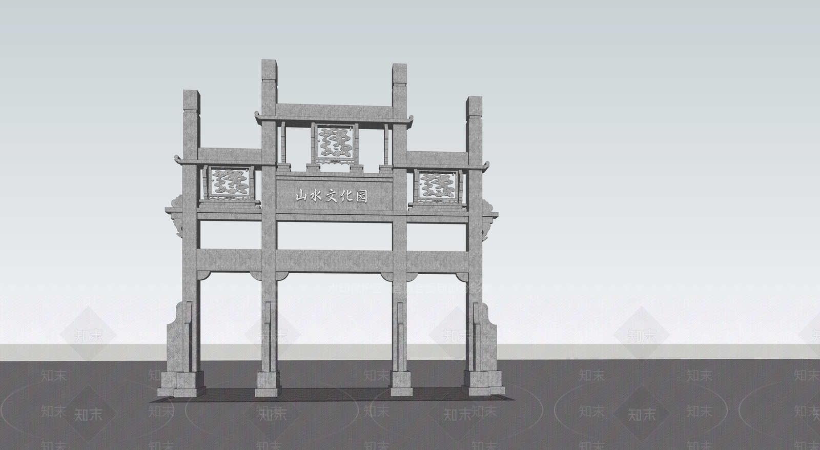 中式景观牌楼SU模型下载【ID:1153231432】