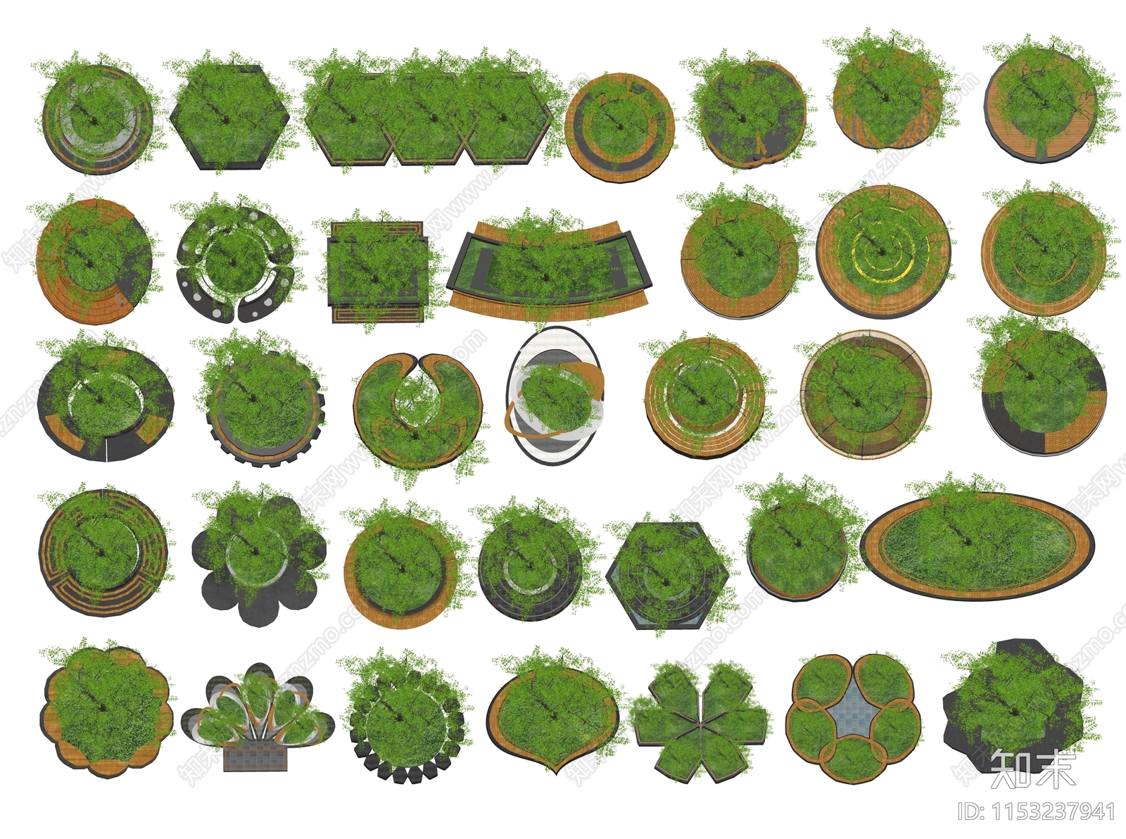 现代景观户外种植树池座椅座凳SU模型下载【ID:1153237941】