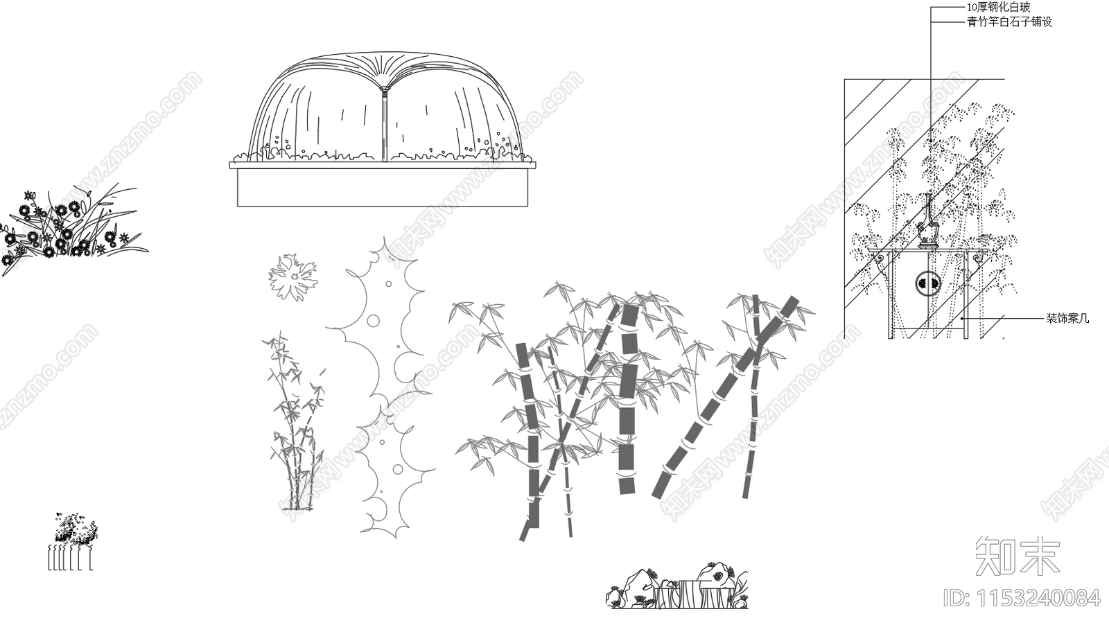 室内外植物立面图施工图下载【ID:1153240084】