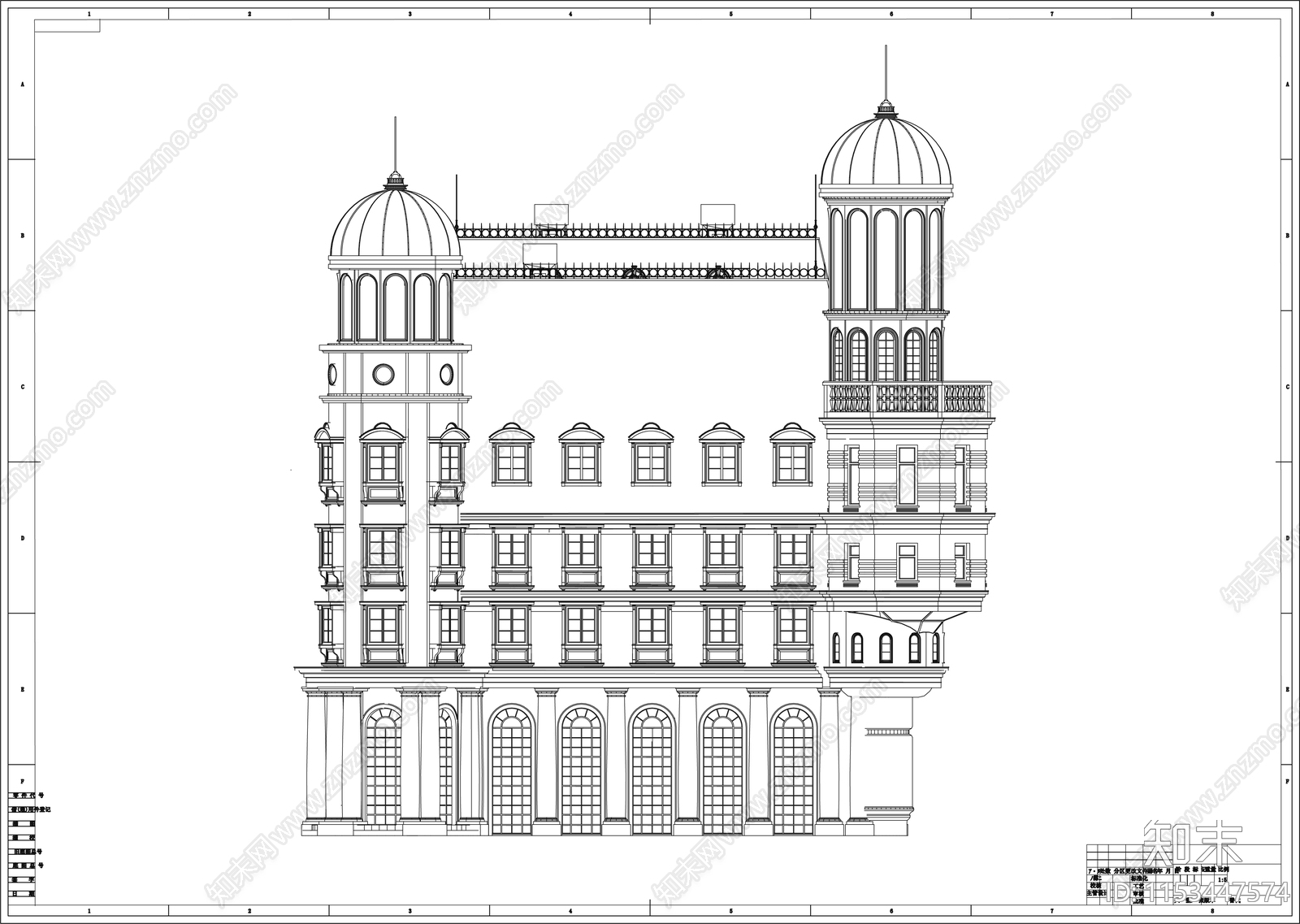 别墅建筑图库cad施工图下载【ID:1153447574】