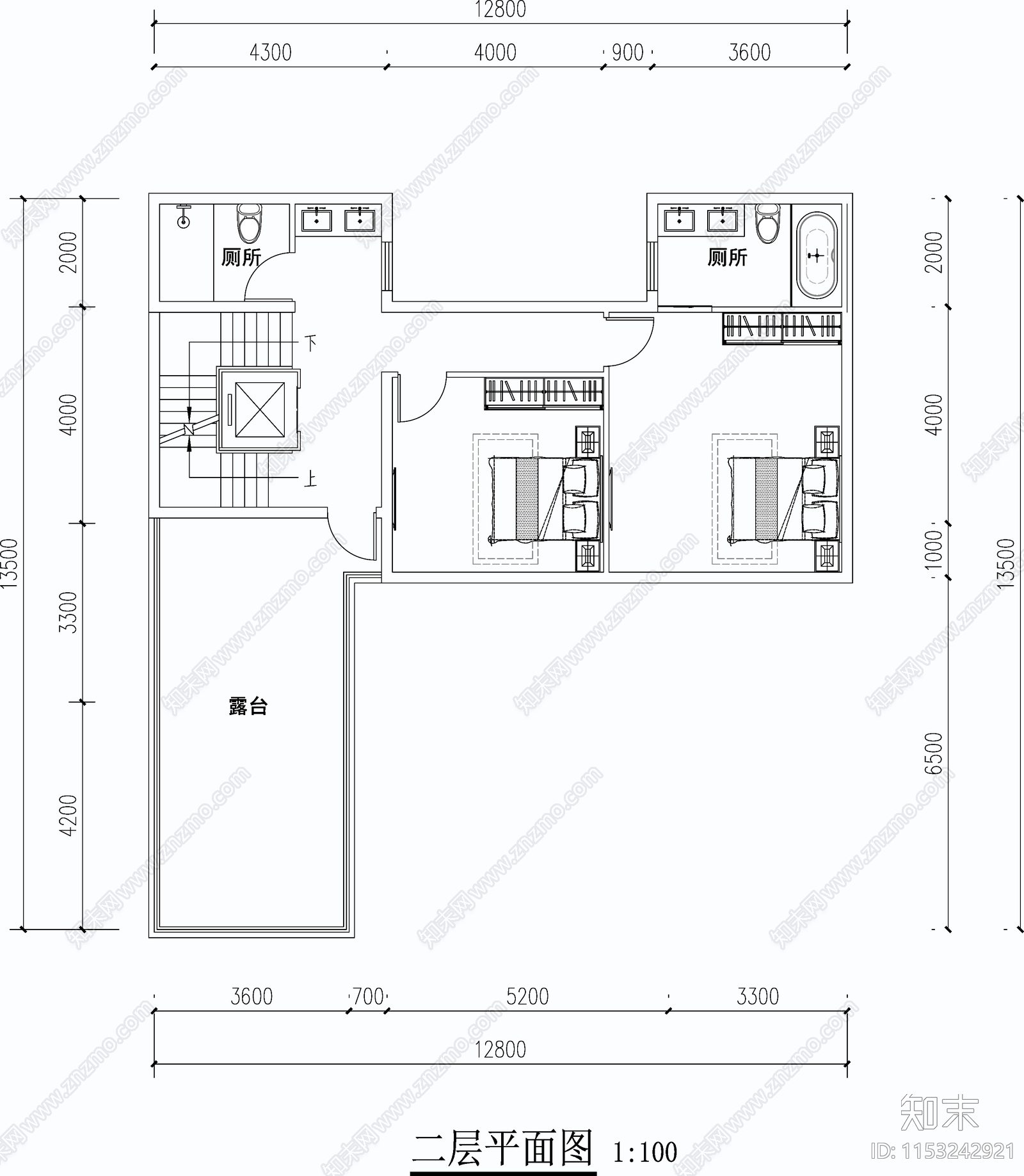 L型合院230㎡户型家装cad施工图下载【ID:1153242921】