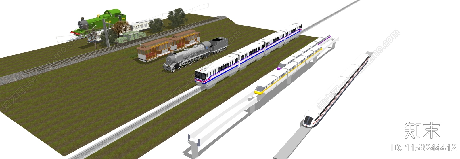 轨道车合集SU模型下载【ID:1153244412】