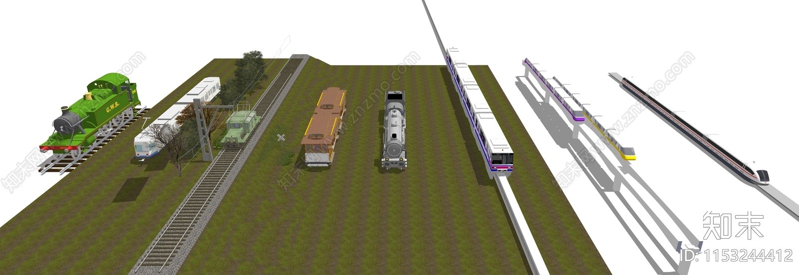 轨道车合集SU模型下载【ID:1153244412】
