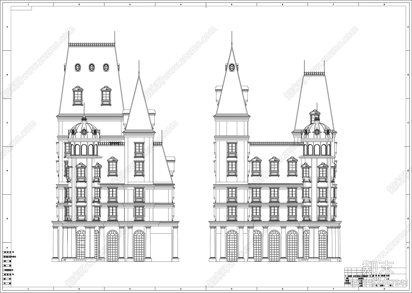 别墅建筑图库施工图下载【ID:1153447541】