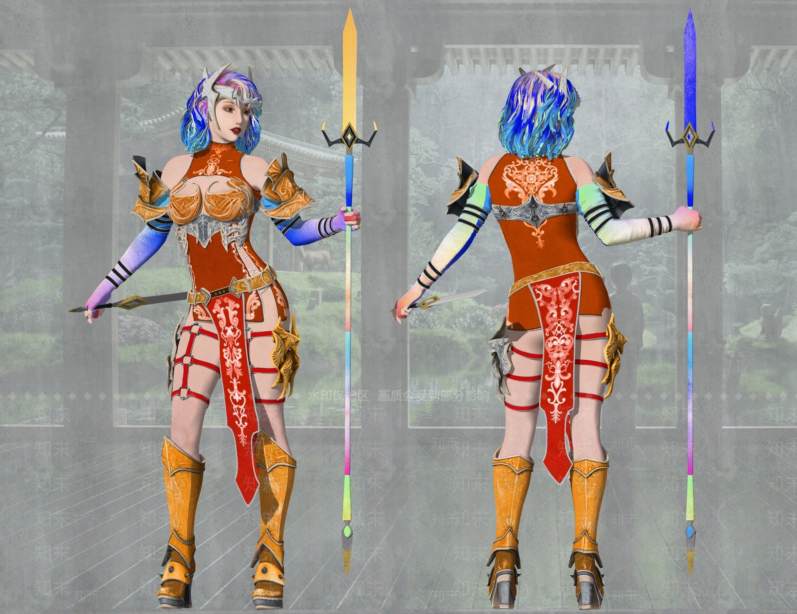 女武士游戏角色cosplay玩具手办SU模型下载【ID:1153245176】
