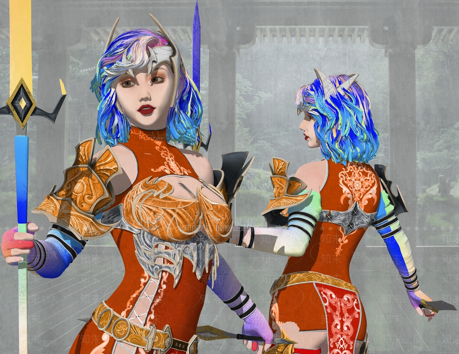 女武士游戏角色cosplay玩具手办SU模型下载【ID:1153245176】