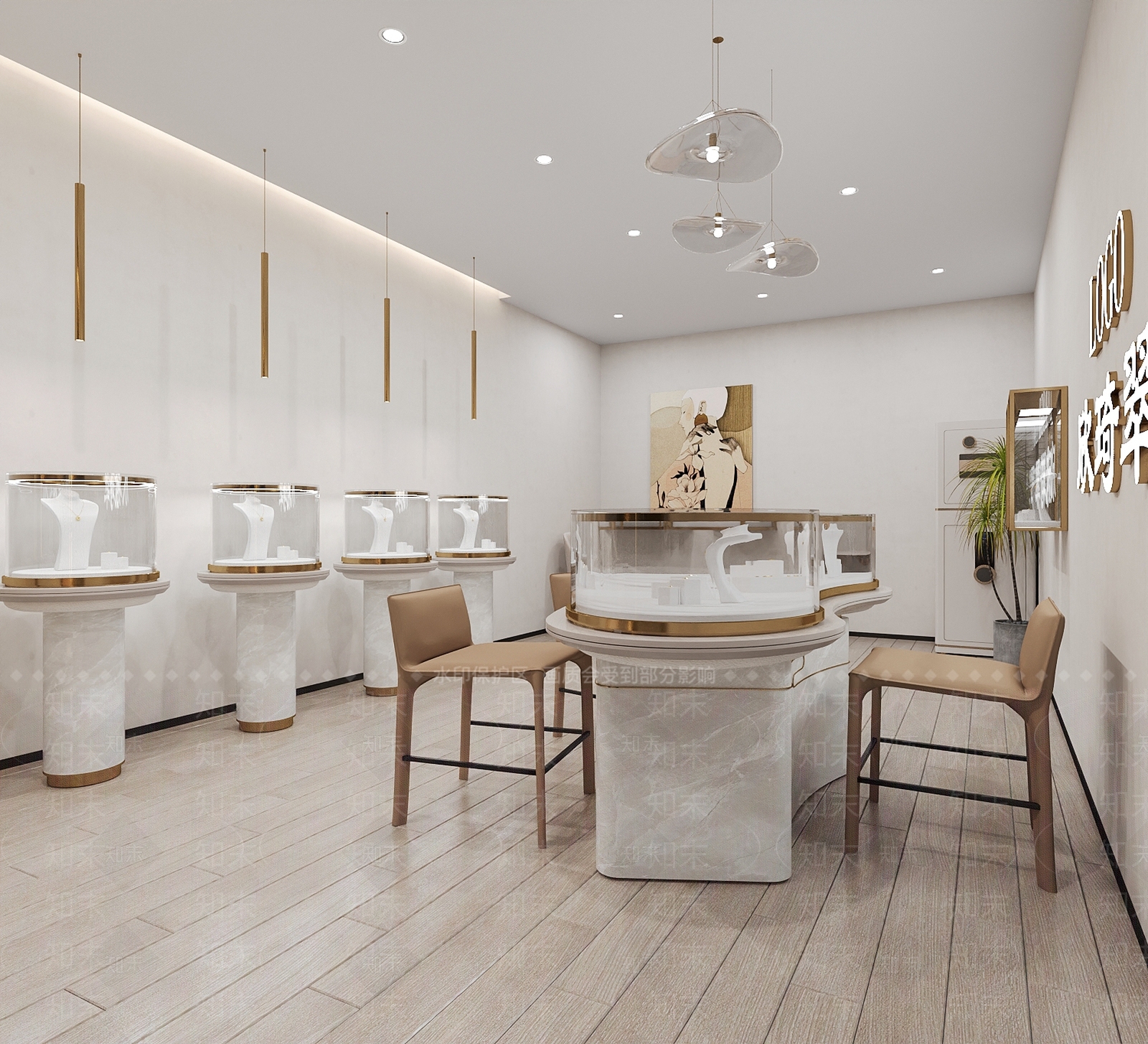现代轻奢珠宝店3D模型下载【ID:1153252156】