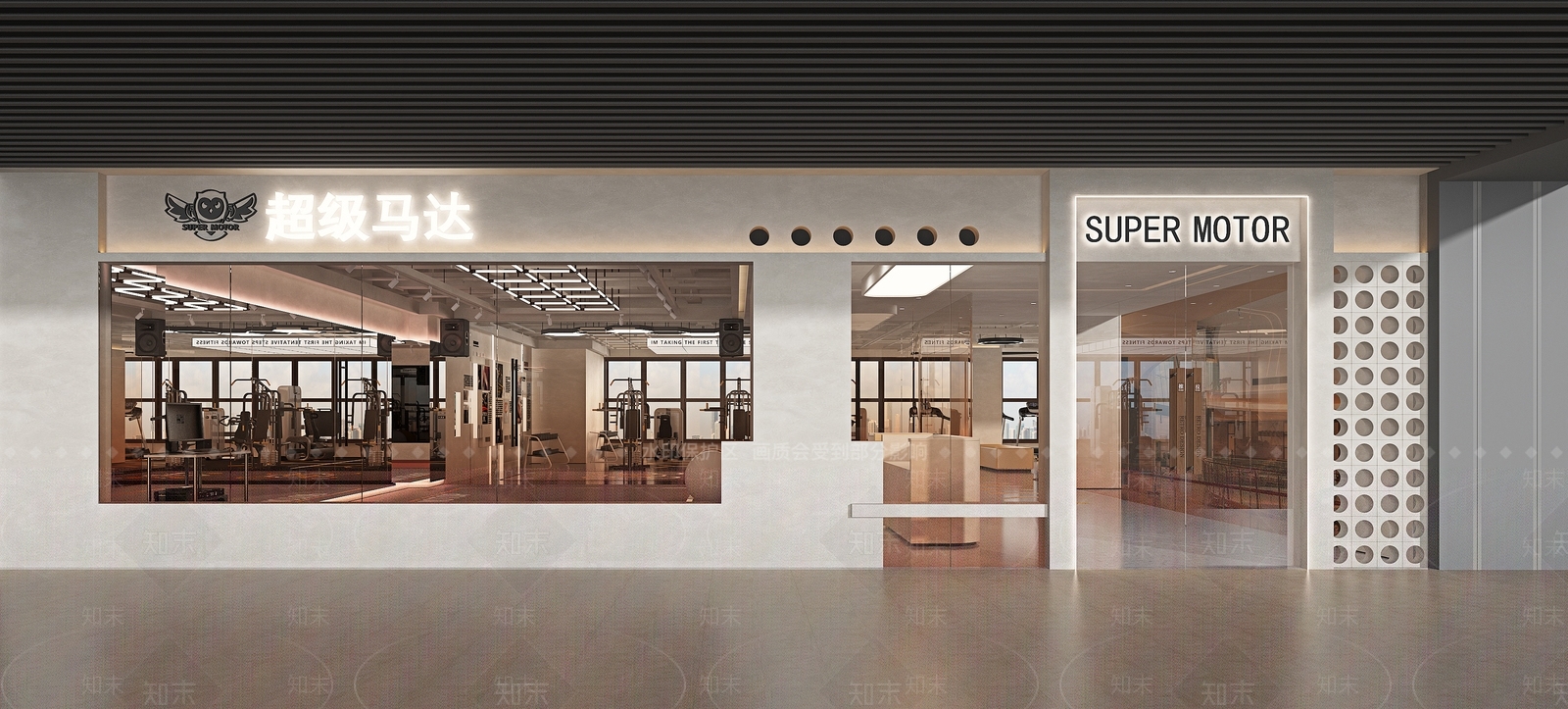 现代健身房门头门面3D模型下载【ID:1153257527】