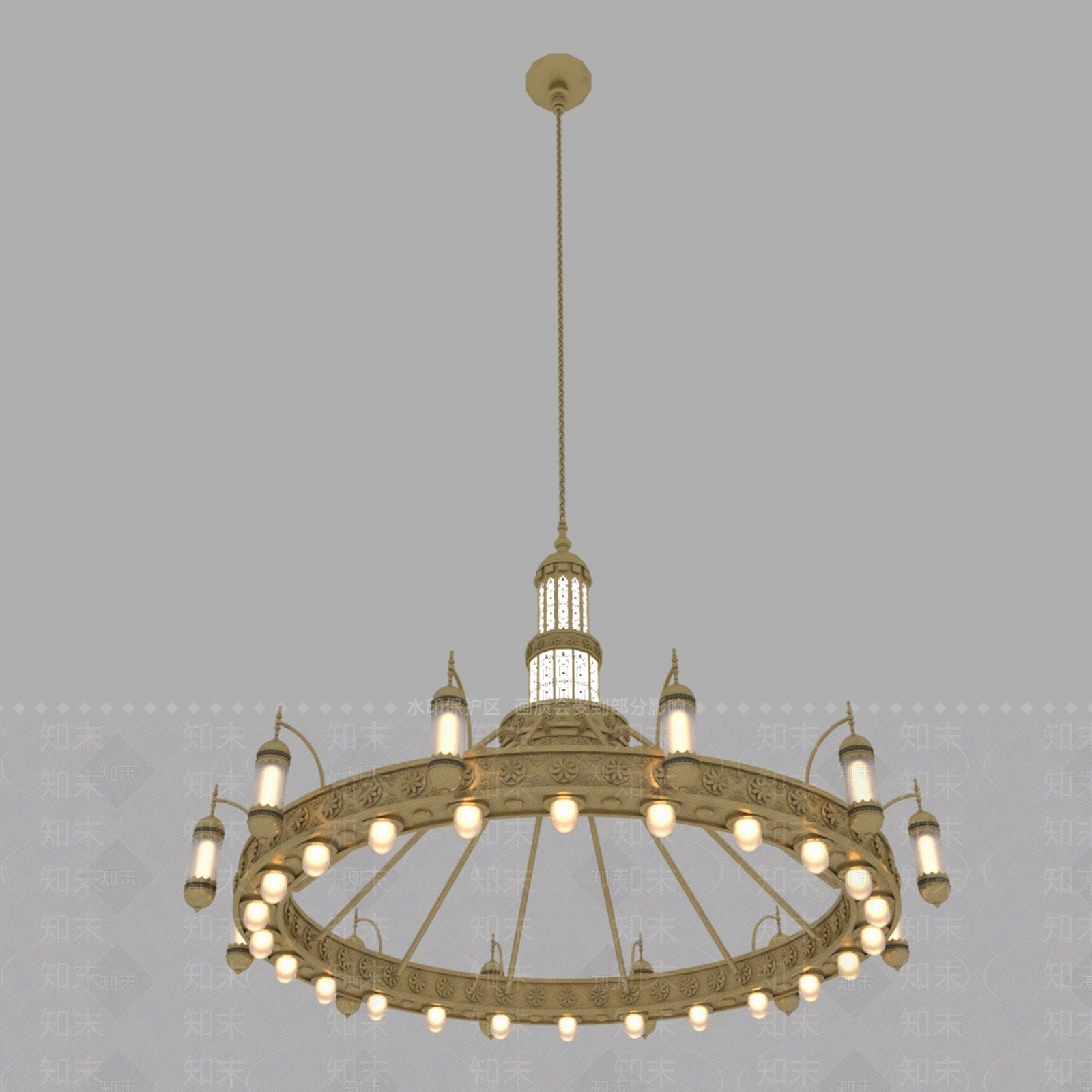 欧式古典穹顶吊灯3D模型下载【ID:1153259337】