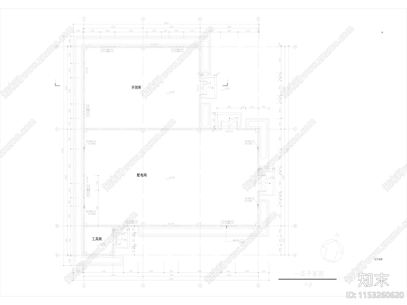 3套变电站配电房建筑cad施工图下载【ID:1153260620】