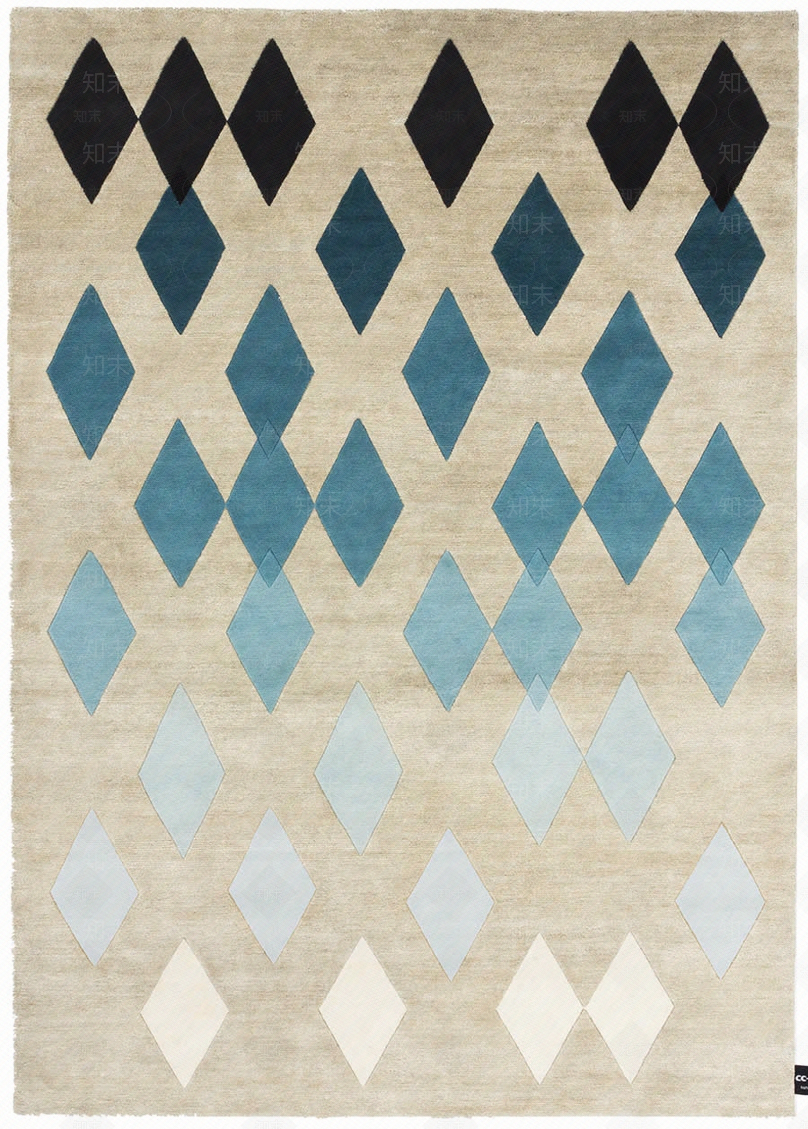 现代简约青蓝色格子图案地毯贴图下载【ID:1153261185】