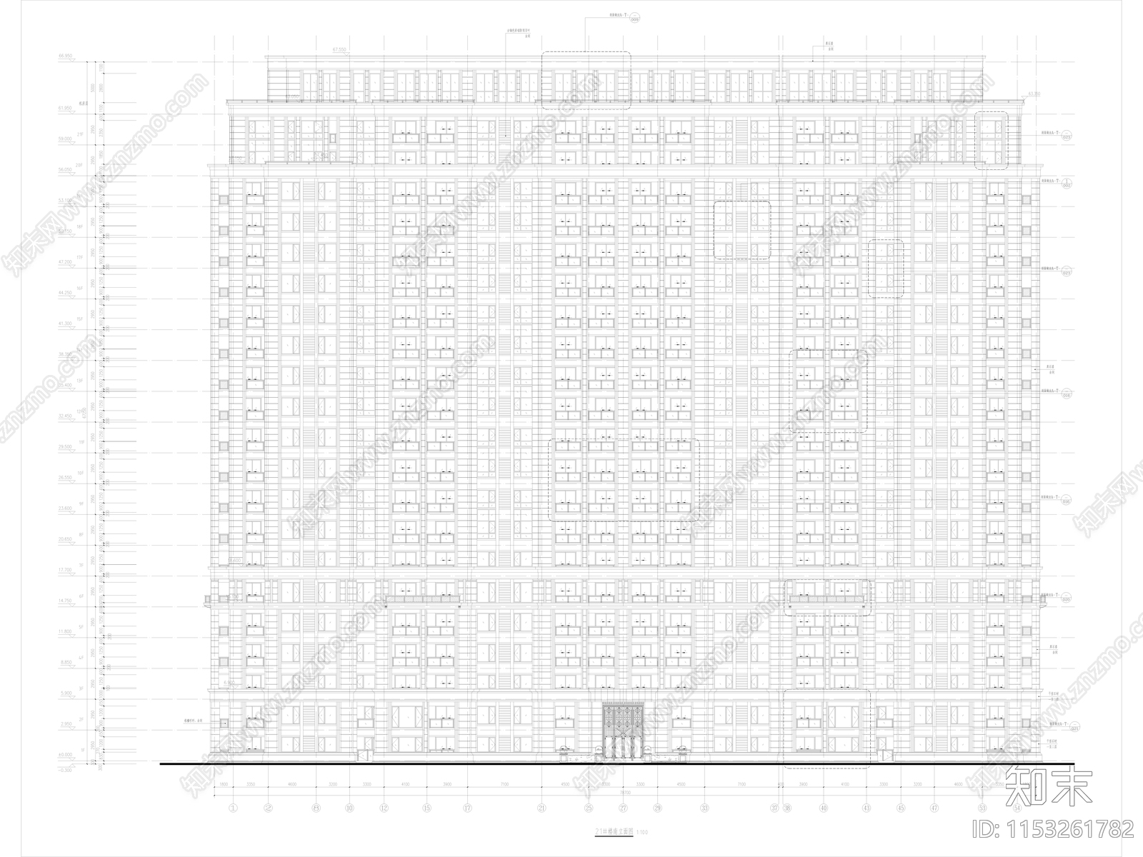 某幢高层住宅楼建筑cad施工图下载【ID:1153261782】