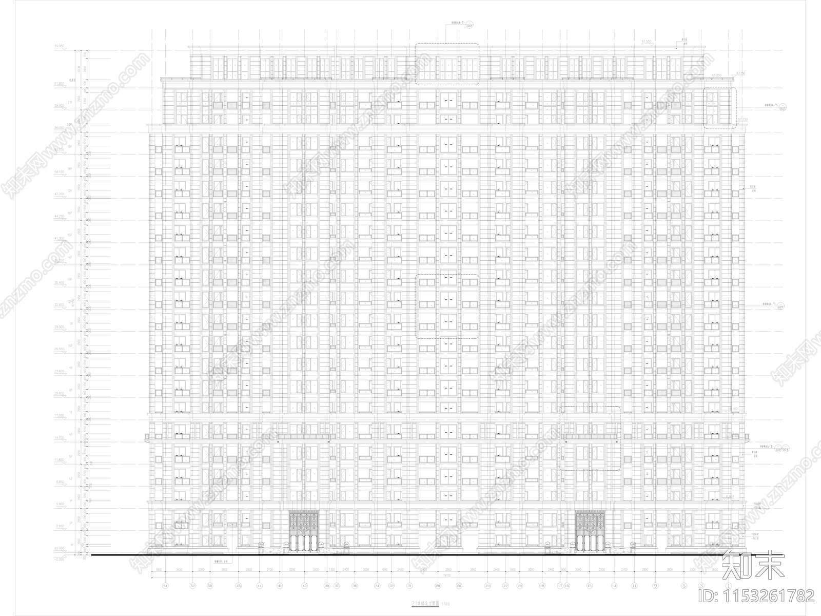 某幢高层住宅楼建筑cad施工图下载【ID:1153261782】