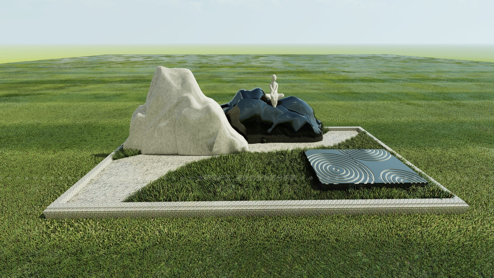 现代化艺术墓设计SU模型下载【ID:1153262117】