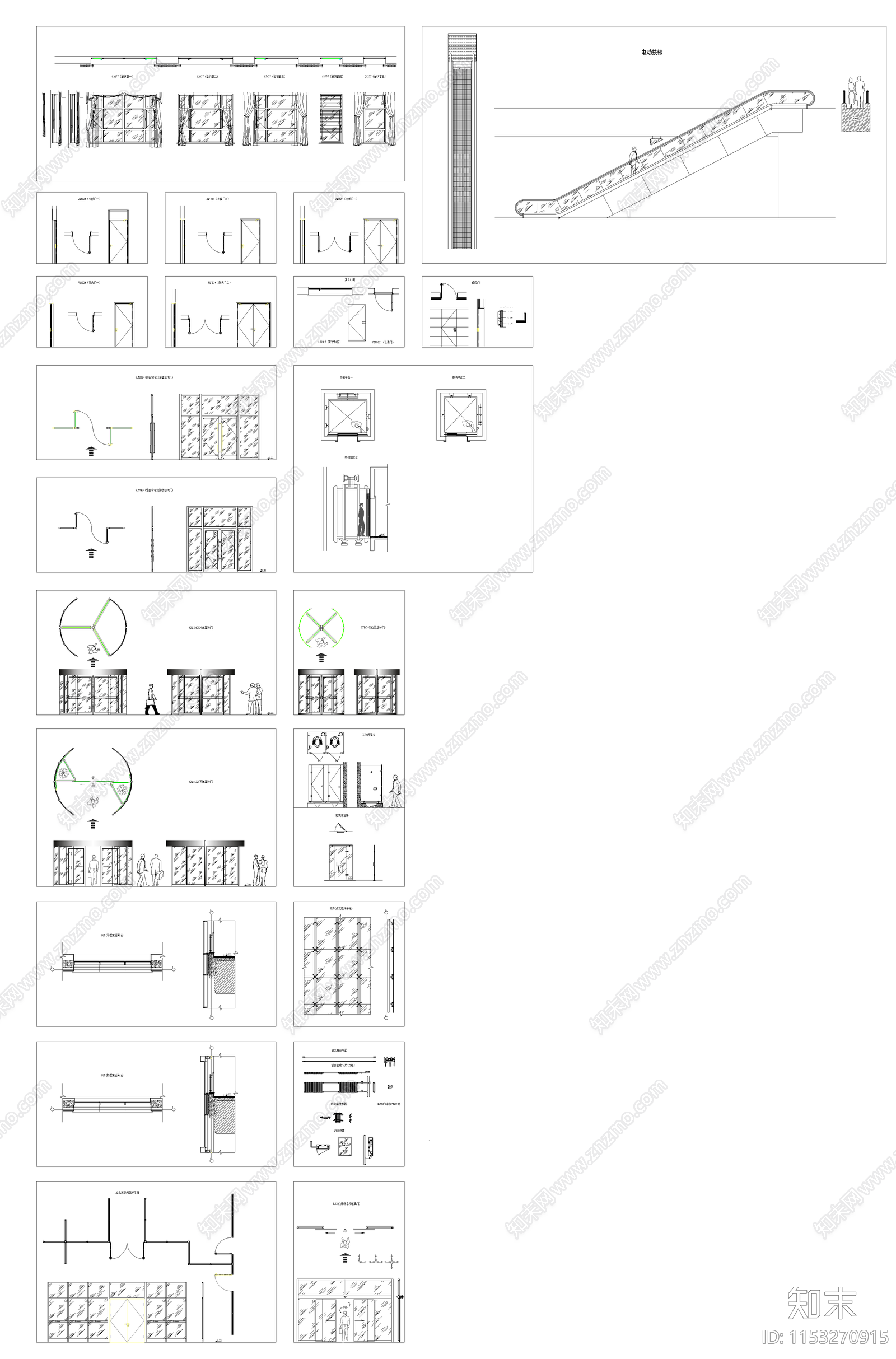 旋转门cad施工图下载【ID:1153270915】