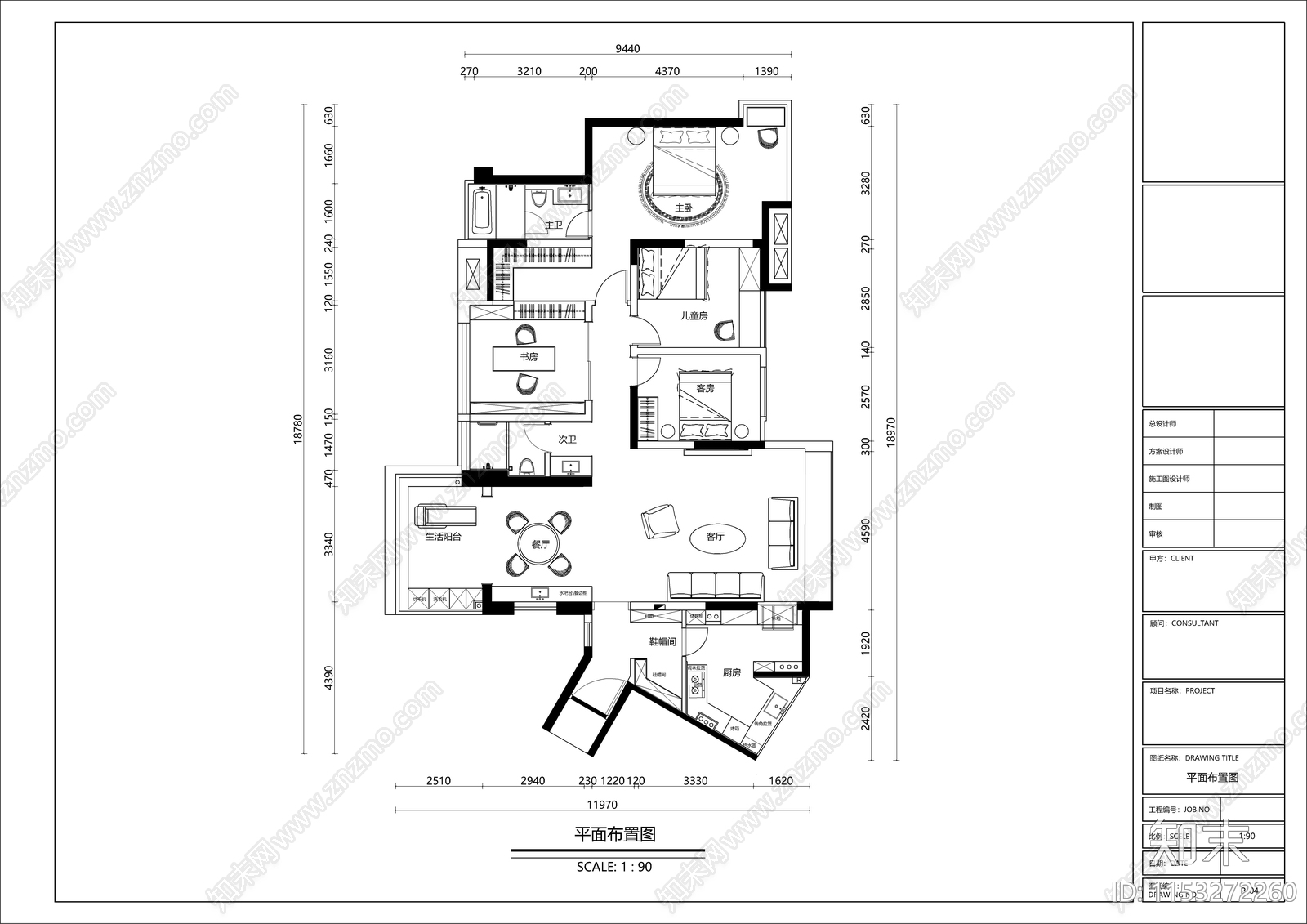 法式大平层cad施工图下载【ID:1153272260】