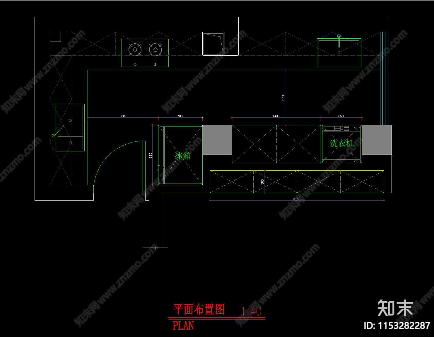 厨房cad施工图下载【ID:1153282287】