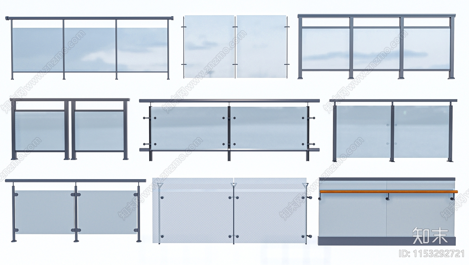 现代玻璃栏杆3D模型下载【ID:1153292721】