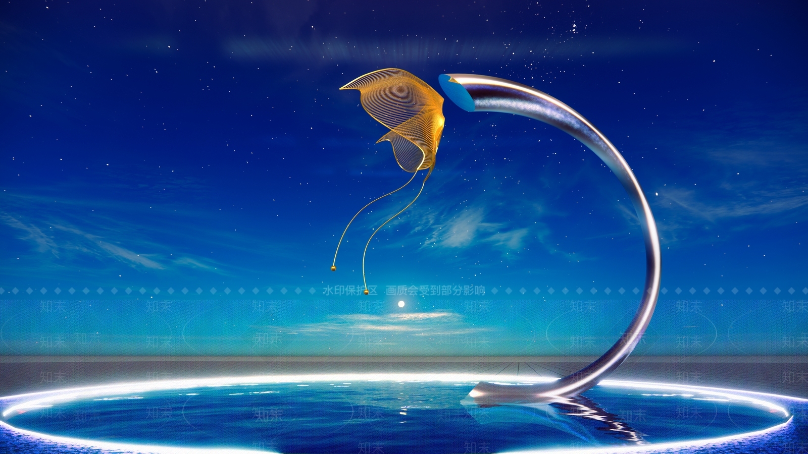 现代蝴蝶弧形金属水景小品SU模型下载【ID:1153293030】