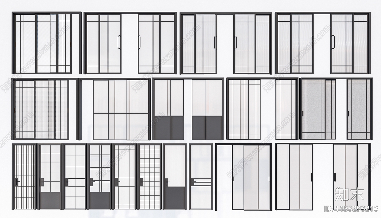 现代门组合3D模型下载【ID:1153293216】