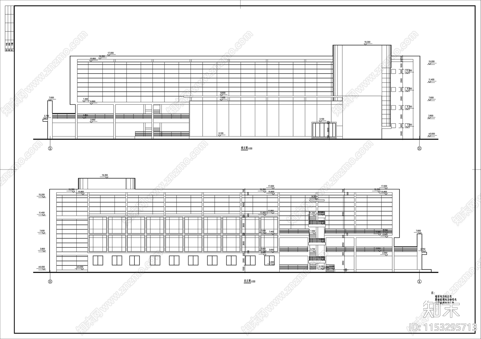 现代厂区办公楼建筑cad施工图下载【ID:1153295713】
