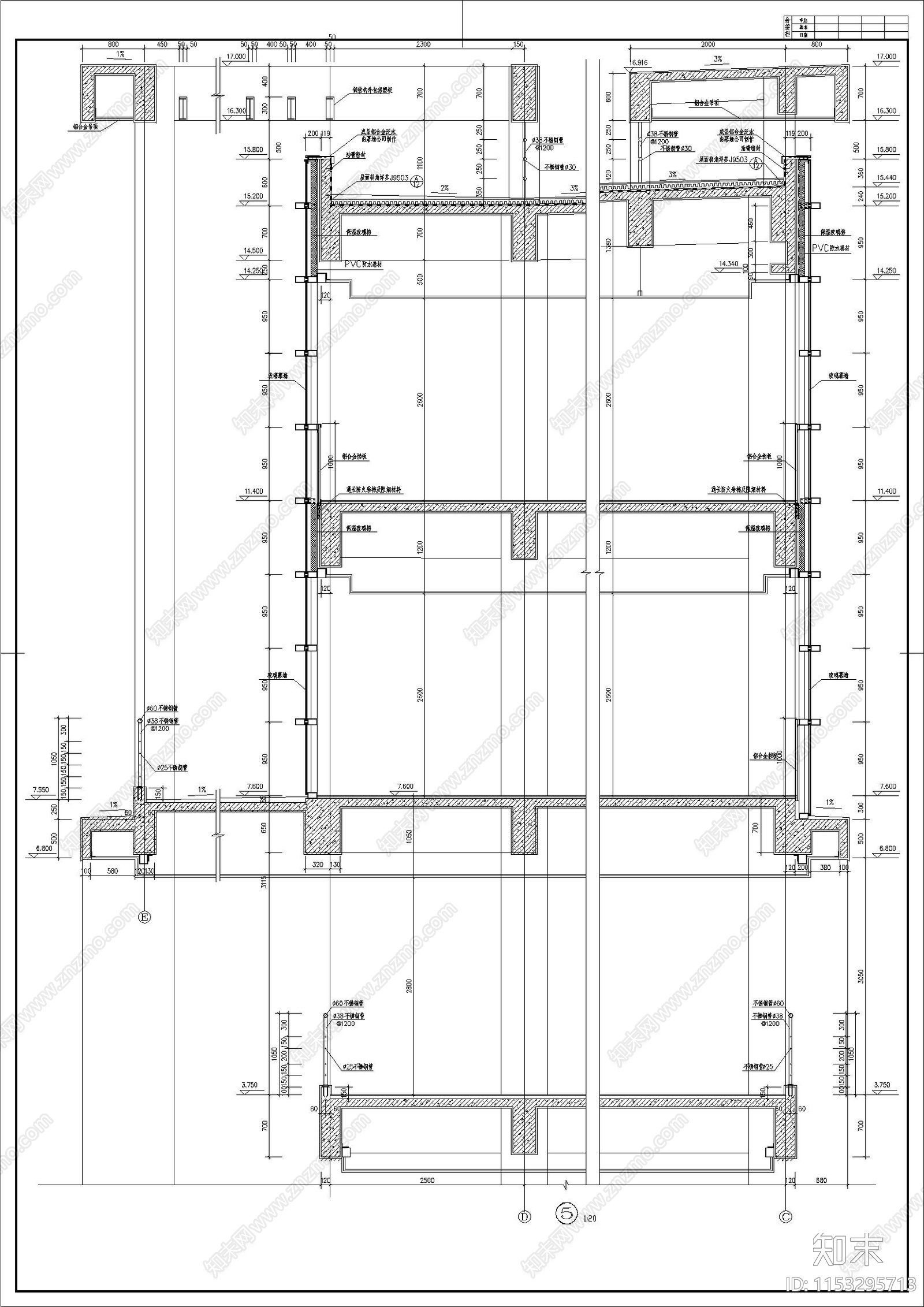 现代厂区办公楼建筑cad施工图下载【ID:1153295713】