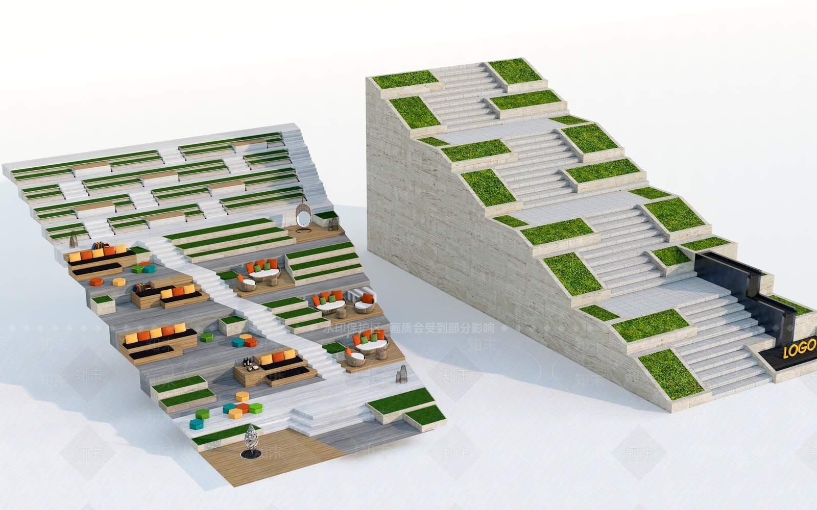 现代公园景观3D模型下载【ID:1153295877】