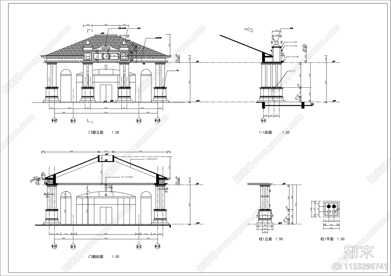 欧式风格会议中心建筑设计施工图下载【ID:1153296741】