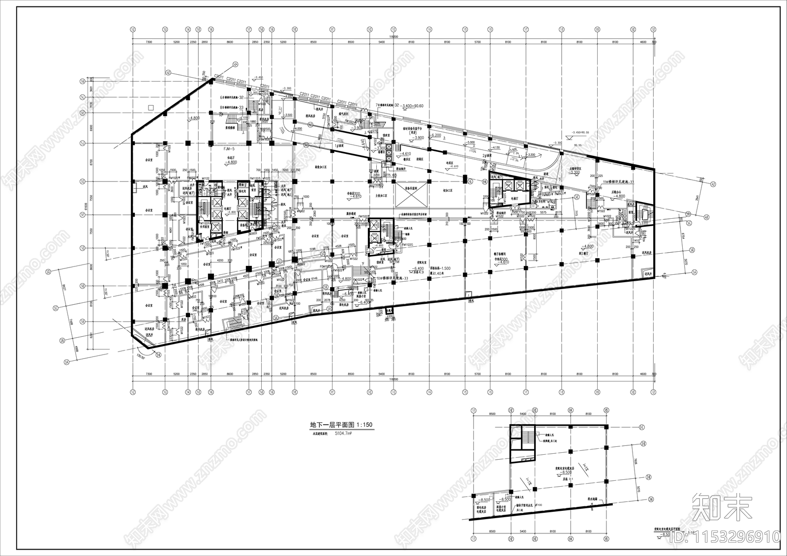 高层办公楼建筑cad施工图下载【ID:1153296910】