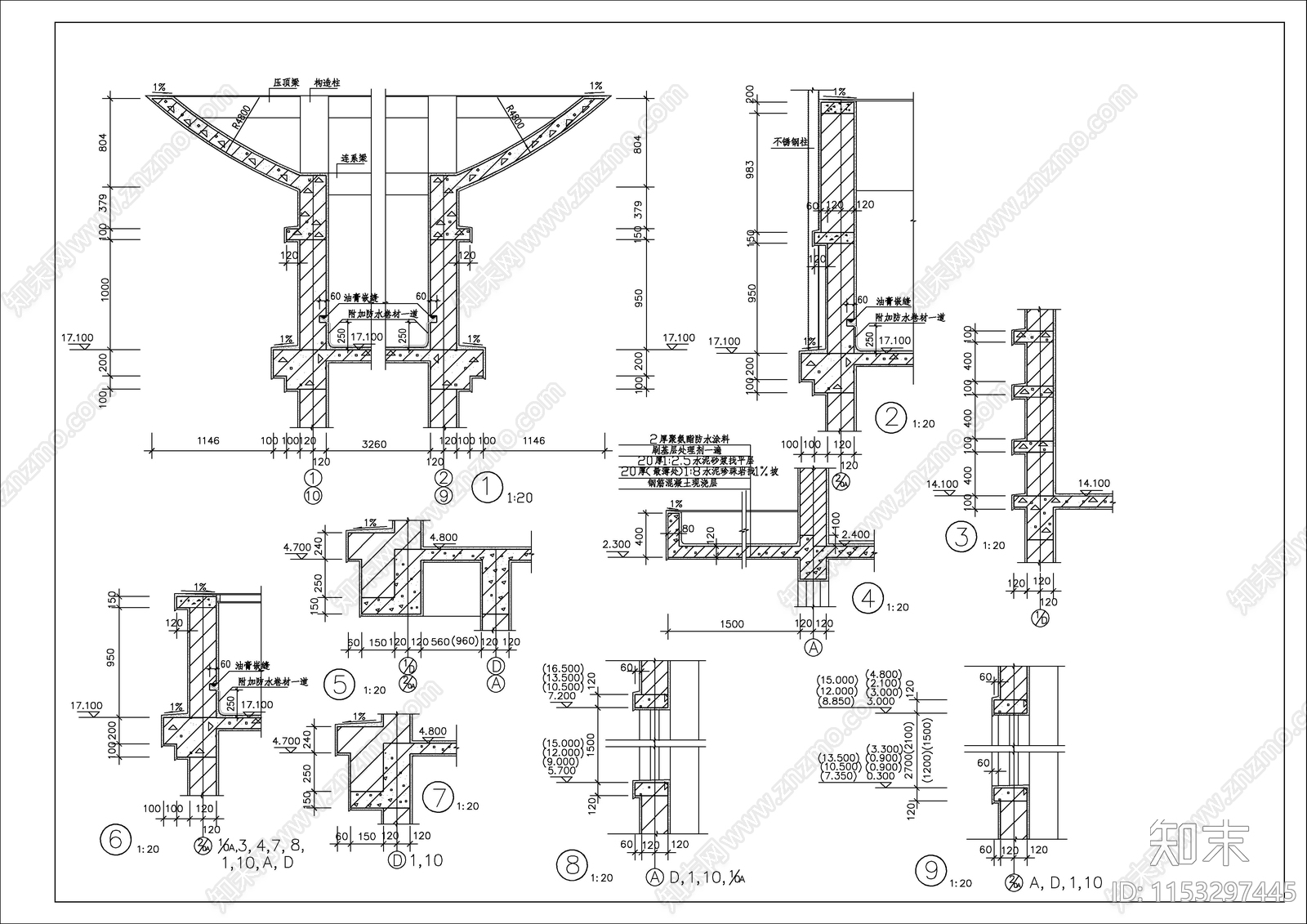 5层办公楼建筑cad施工图下载【ID:1153297445】