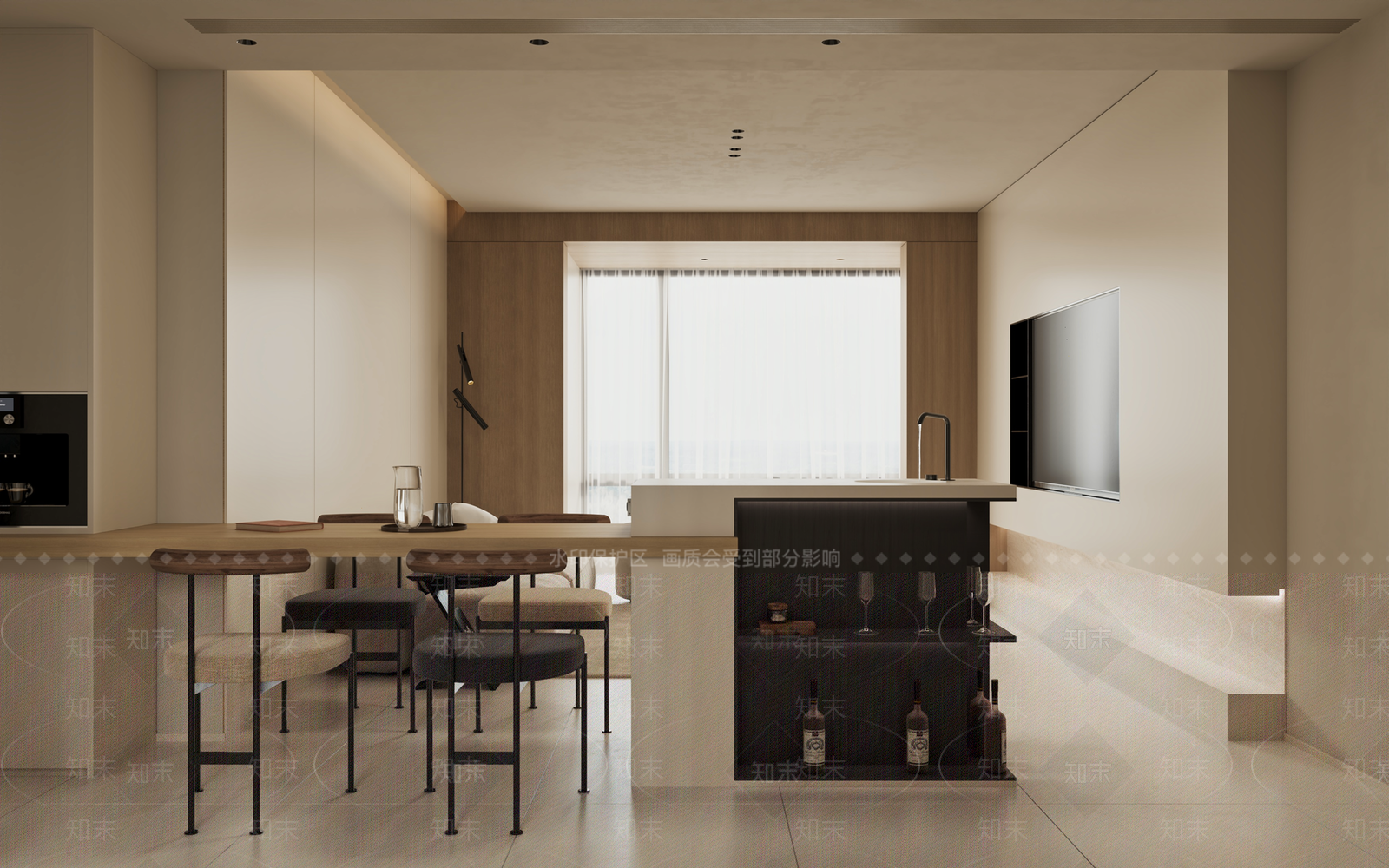 白色吧台柜岛台3D模型下载【ID:1227563850】