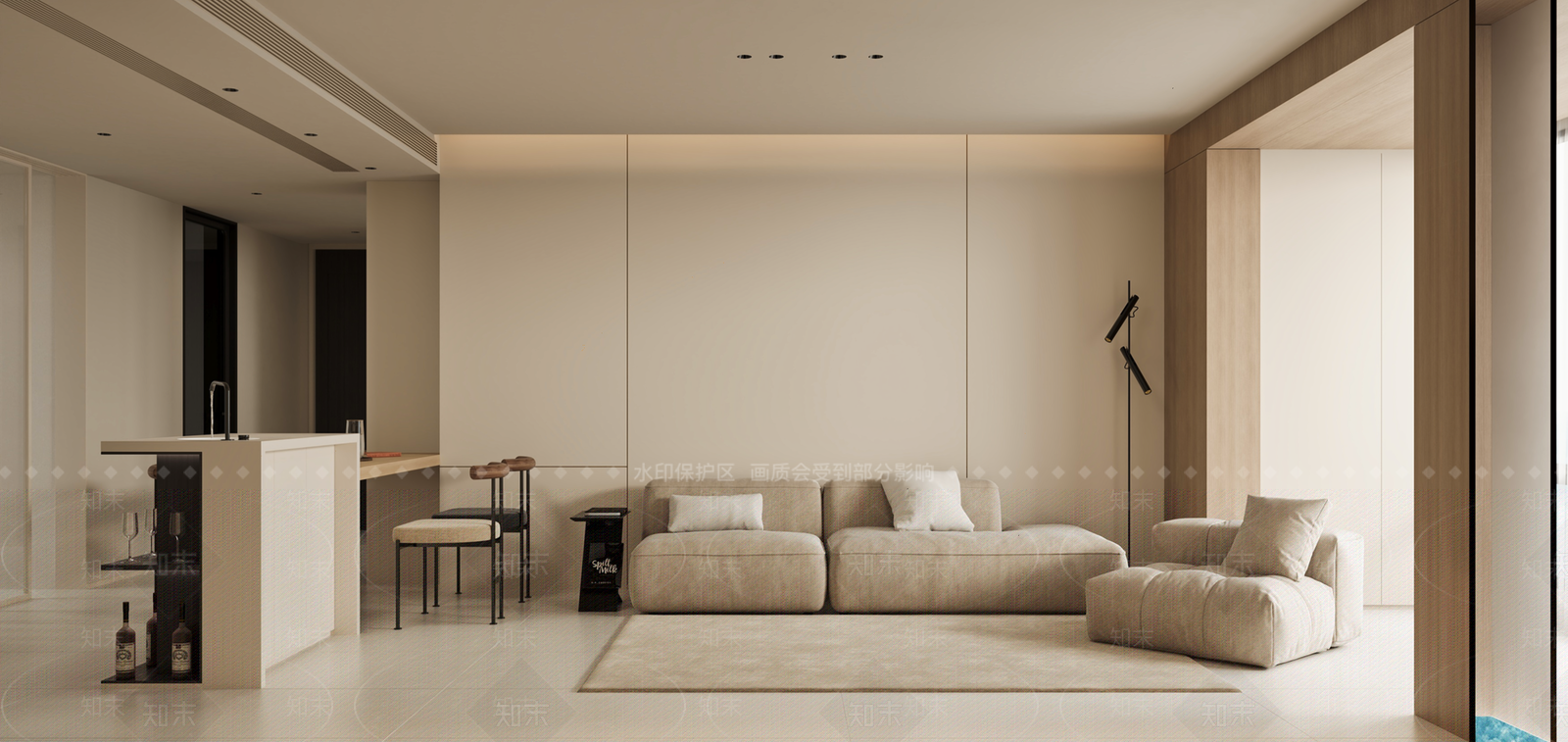 白色吧台柜岛台3D模型下载【ID:1227563850】
