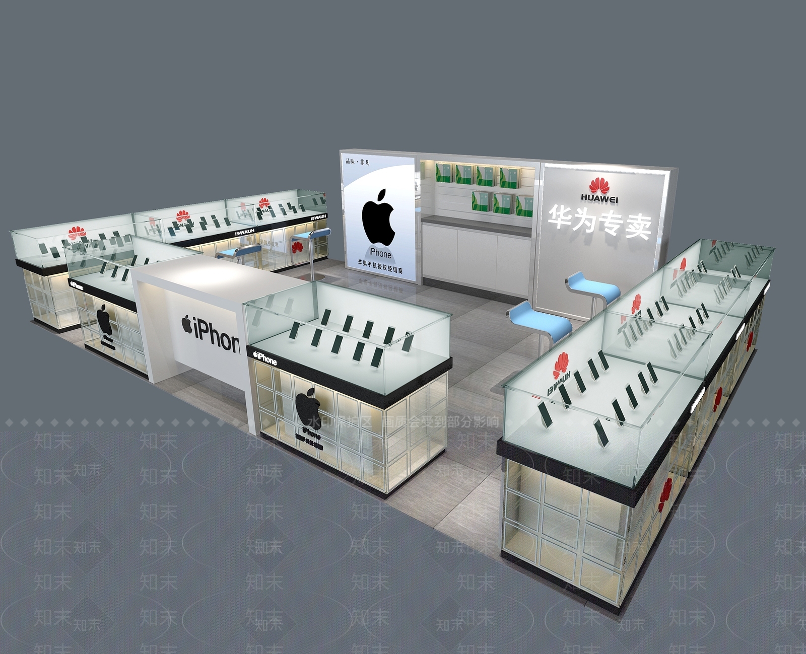 现代商场手机专卖柜台3D模型下载【ID:1153299491】