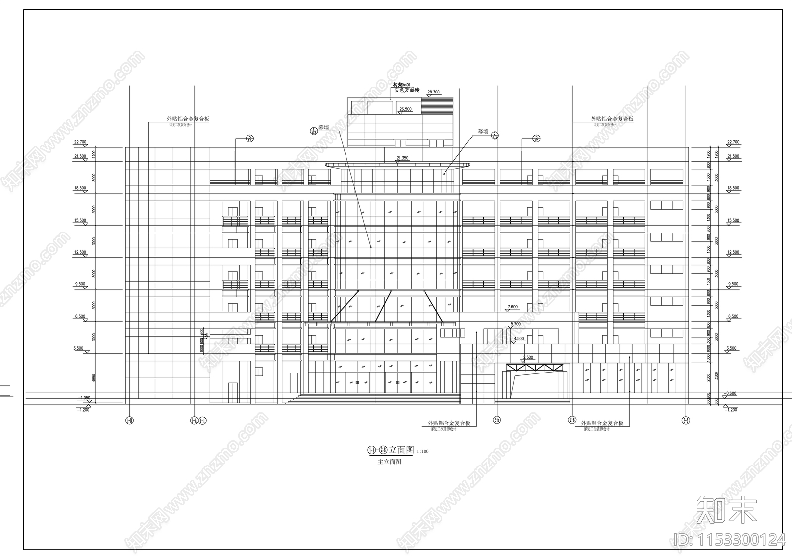 水利局办公楼建筑cad施工图下载【ID:1153300124】