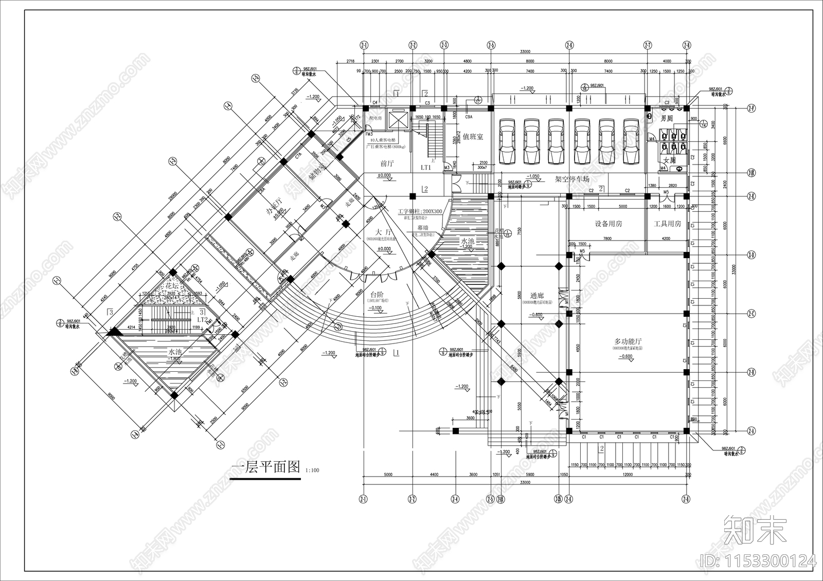 水利局办公楼建筑cad施工图下载【ID:1153300124】